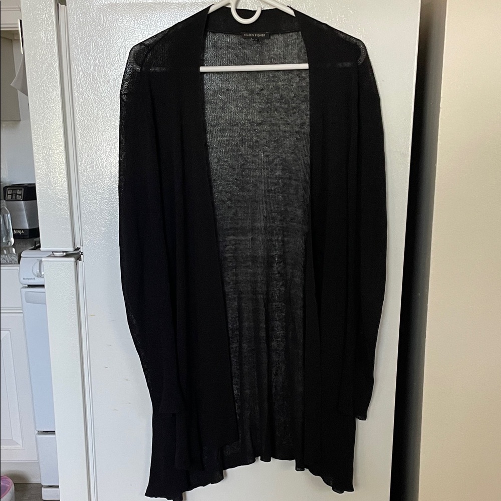 Eileen Fisher Large Italian Yarn Linen Blend‎ Open-Front Cardigan